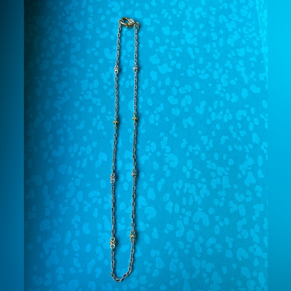 QVC Judith Ripka Sterling Silver 925 Two Tone With Stations Chain Necklace